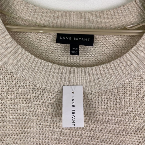 Lane Bryant Cream Ruffle Shoulder Crewneck Lightweight Sweater Women's 18/20 - Picture 3 of 9